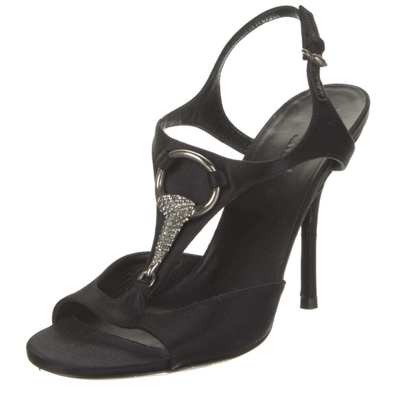 Gucci Shoes - Gucci Horsebit Accent Black Crystal Embellishment T-strap Pumps - Authentic